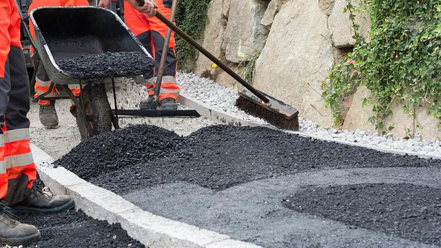 Tarmac walkway and groundwork in progress
